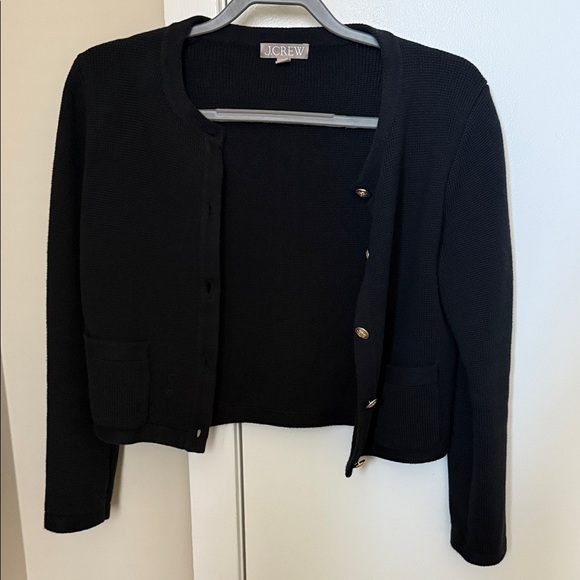 J Crew Navy Lady Jacket Cropped Cardigan with Gold Accents Size XS - Picture 2 of 5